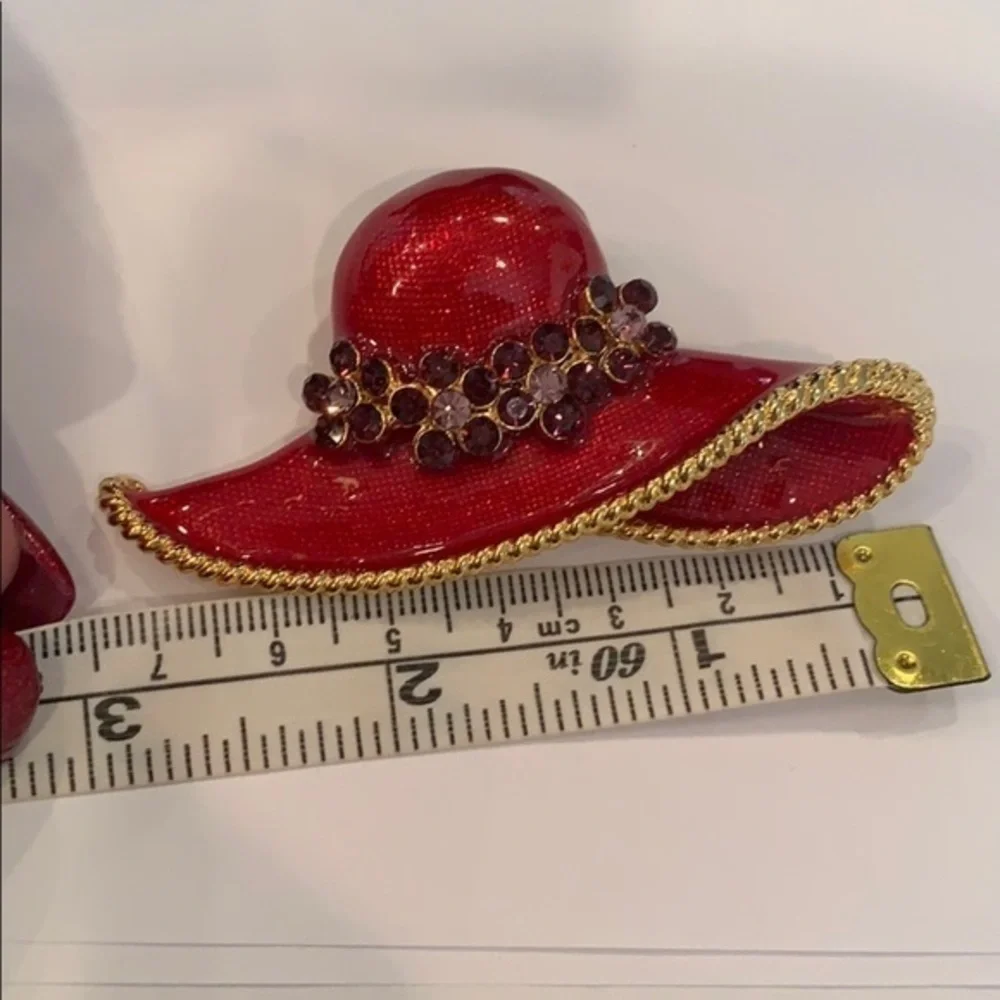 💐5/25 red hat society red enamel purple crystals